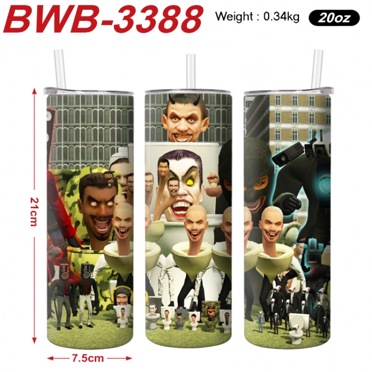 Skibidi-Toilet Anime printing insulation cup straw cup 21X7.5CM  BWB-3388