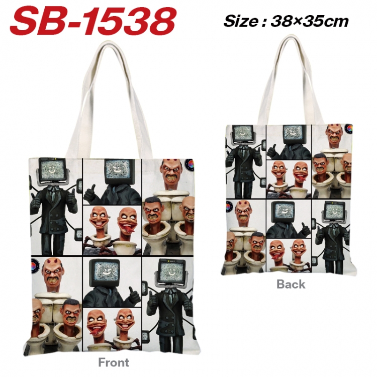 Skibidi-Toilet Anime Canvas Handheld Shoulder Bag Handbag Shopping Bag 38X35CM  SB-1538