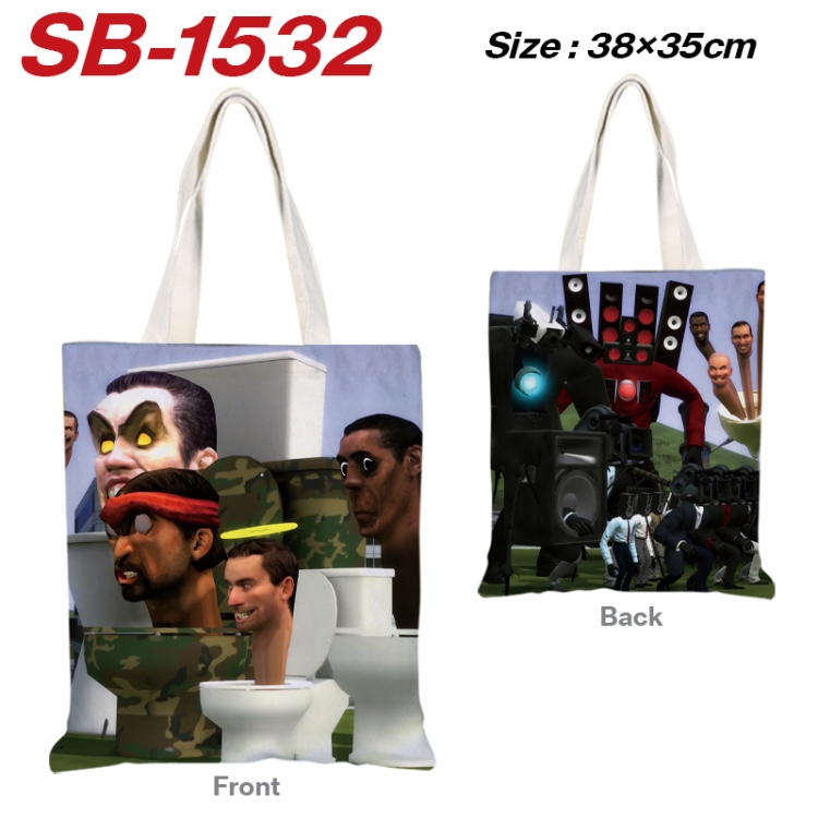 Skibidi-Toilet Anime Canvas Handheld Shoulder Bag Handbag Shopping Bag 38X35CM SB-1532