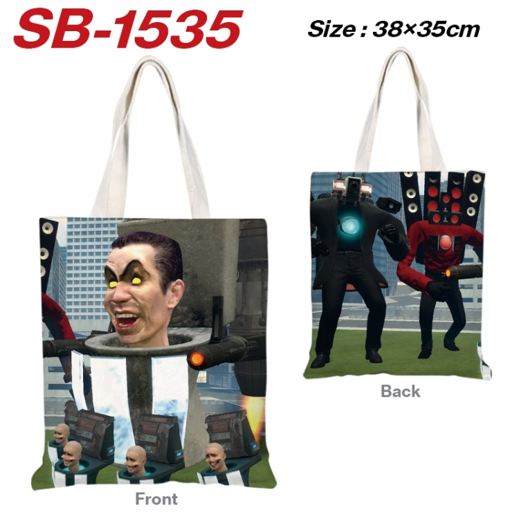 Skibidi-Toilet Anime Canvas Handheld Shoulder Bag Handbag Shopping Bag 38X35CM SB-1535
