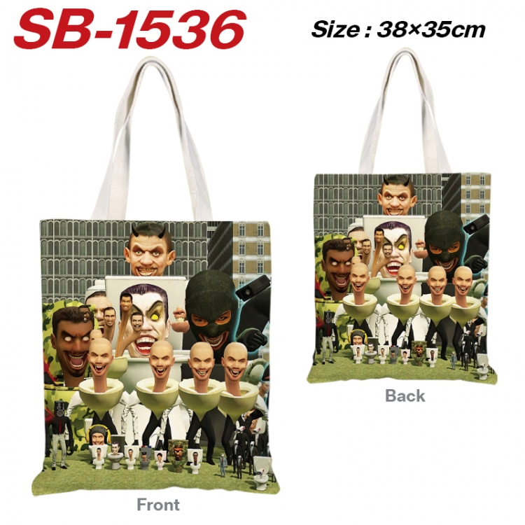Skibidi-Toilet Anime Canvas Handheld Shoulder Bag Handbag Shopping Bag 38X35CM SB-1536