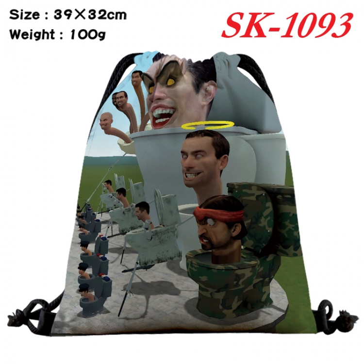 Skibidi-Toilet cartoon Waterproof Nylon Full Color Drawstring Pocket 39x32cm  SK-1093