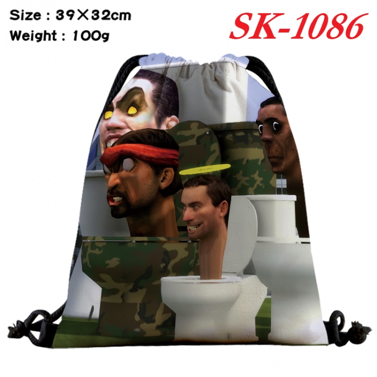 Skibidi-Toilet cartoon Waterproof Nylon Full Color Drawstring Pocket 39x32cm   SK-1086