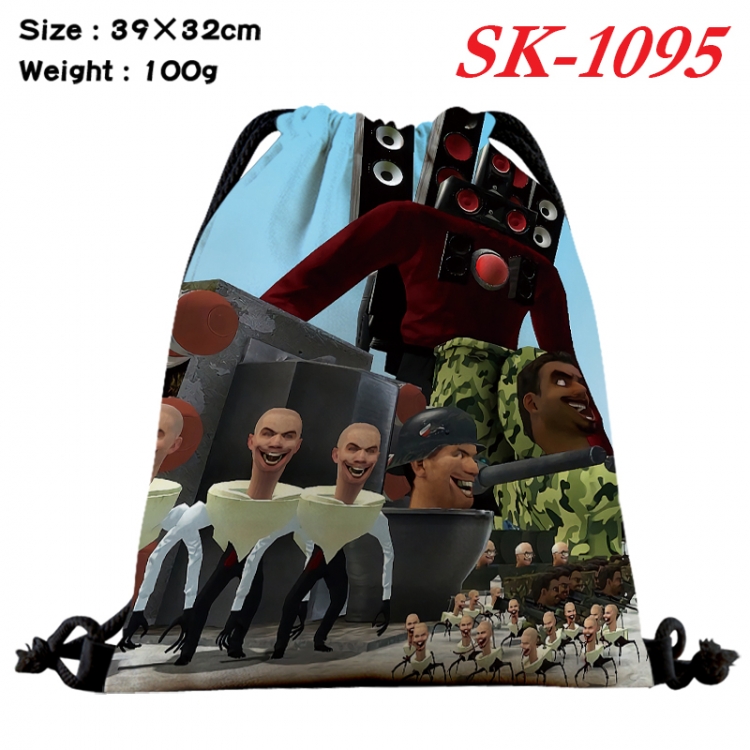 Skibidi-Toilet cartoon Waterproof Nylon Full Color Drawstring Pocket 39x32cm  SK-1095