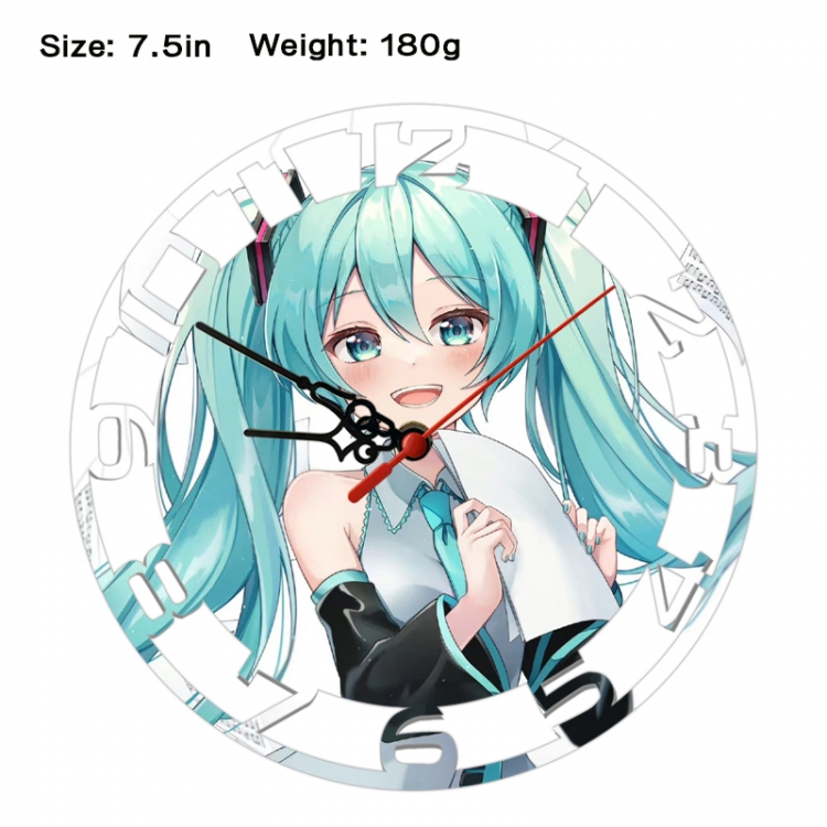 Hatsune Miku Anime print alarm clock wall clock personality clock packaging size 25X25X4cm