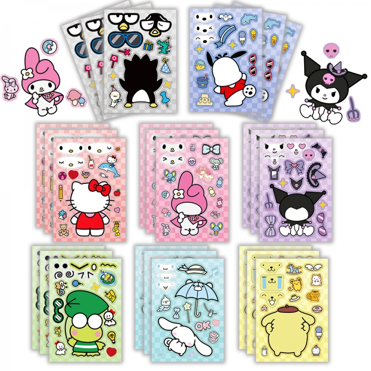 三丽鸥 Doodle stickers Waterproof stickers a set of 8 11X16CM price for 10 sets