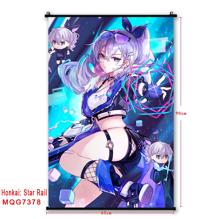 Honkai: Star Rail Anime black Plastic rod Cloth painting Wall Scroll 60X90CM  MQG-7378