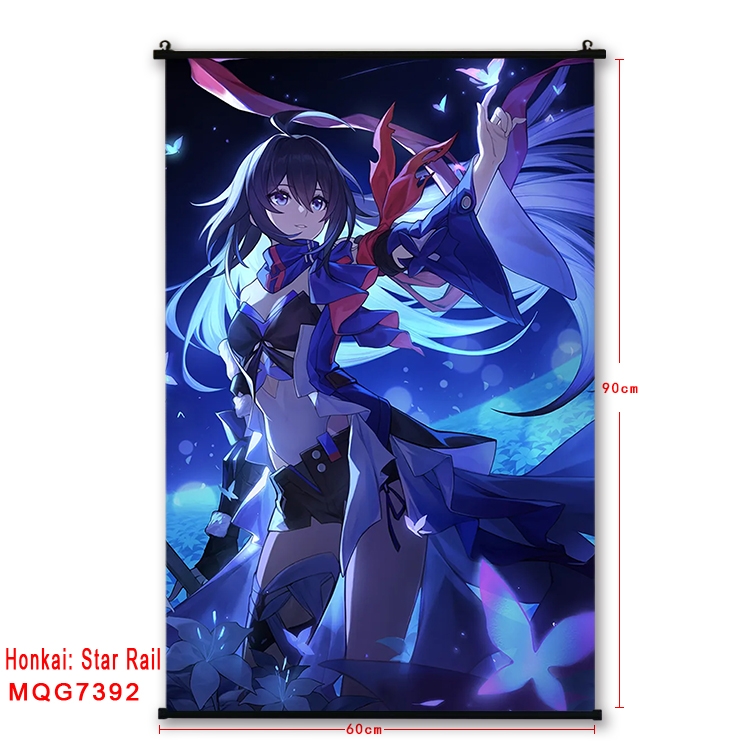 Honkai: Star Rail Anime black Plastic rod Cloth painting Wall Scroll 60X90CM  MQG-7392