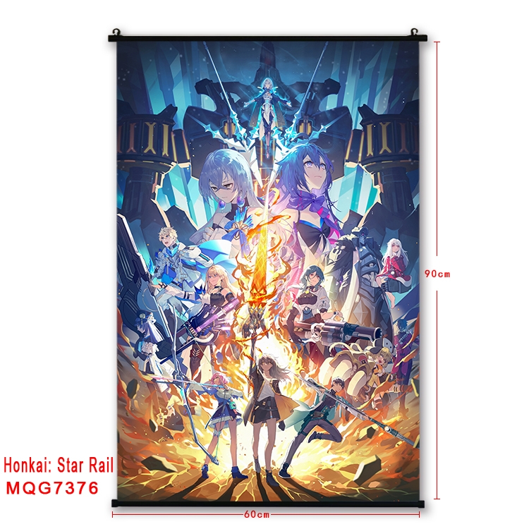 Honkai: Star Rail Anime black Plastic rod Cloth painting Wall Scroll 60X90CM  MQG-7376