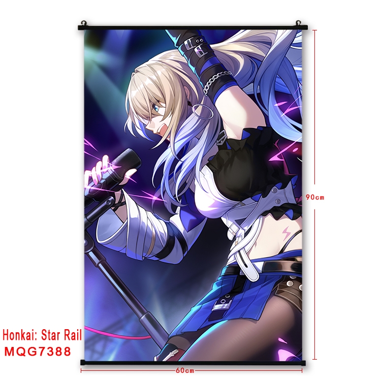 Honkai: Star Rail Anime black Plastic rod Cloth painting Wall Scroll 60X90CM MQG-7388