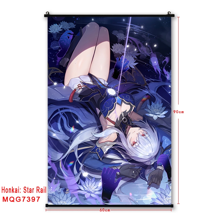 Honkai: Star Rail Anime black Plastic rod Cloth painting Wall Scroll 60X90CM MQG-7397