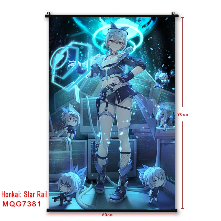 Honkai: Star Rail Anime black Plastic rod Cloth painting Wall Scroll 60X90CM MQG-7381