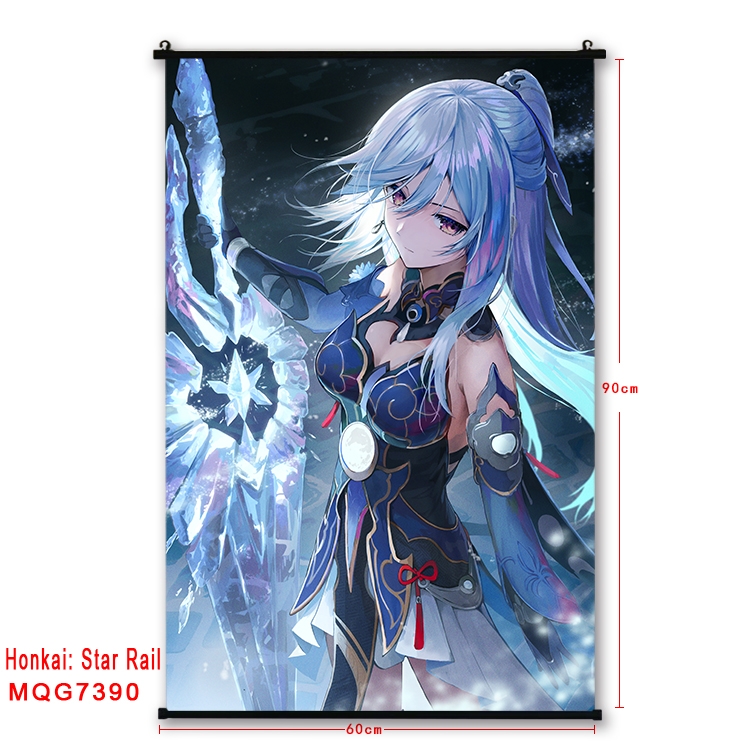 Honkai: Star Rail Anime black Plastic rod Cloth painting Wall Scroll 60X90CM  MQG-7390