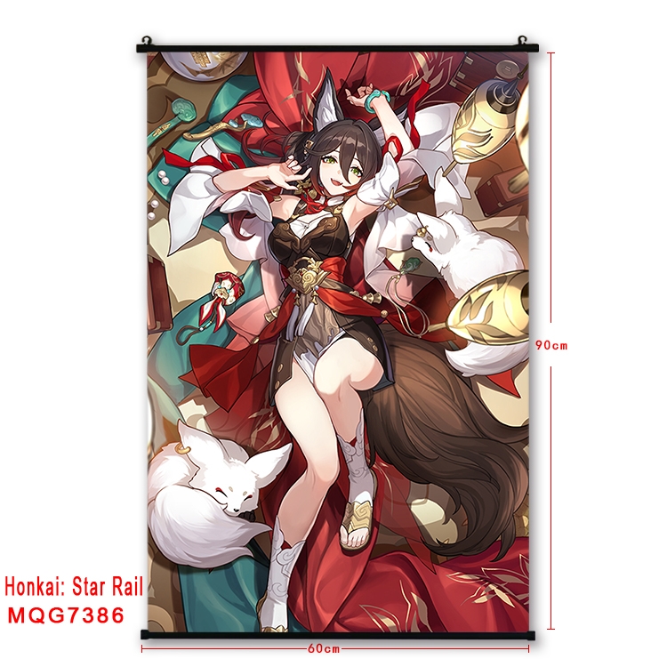 Honkai: Star Rail Anime black Plastic rod Cloth painting Wall Scroll 60X90CM  MQG-7386