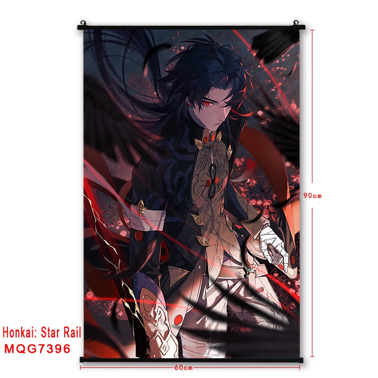 Honkai: Star Rail Anime black Plastic rod Cloth painting Wall Scroll 60X90CM 