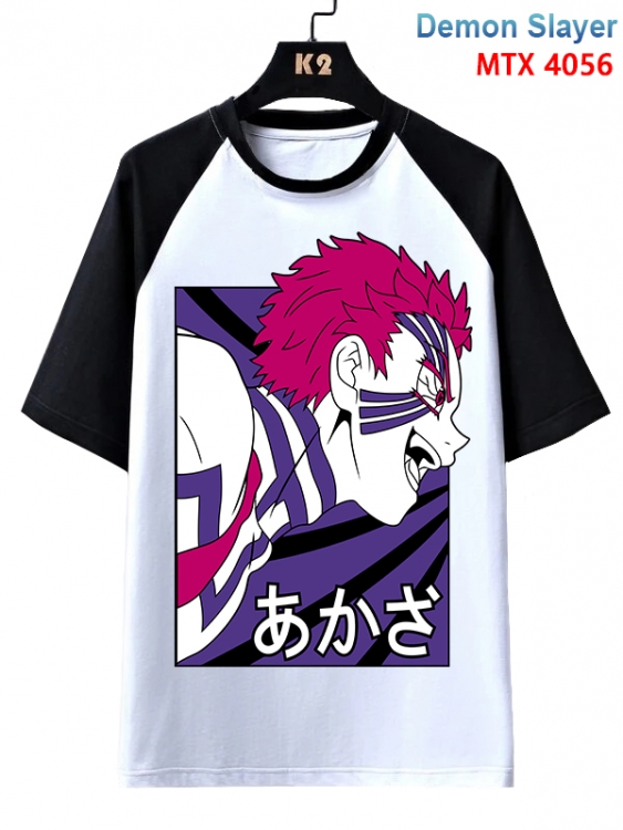 Demon Slayer Kimets Anime raglan sleeve cotton T-shirt from XS to 3XL