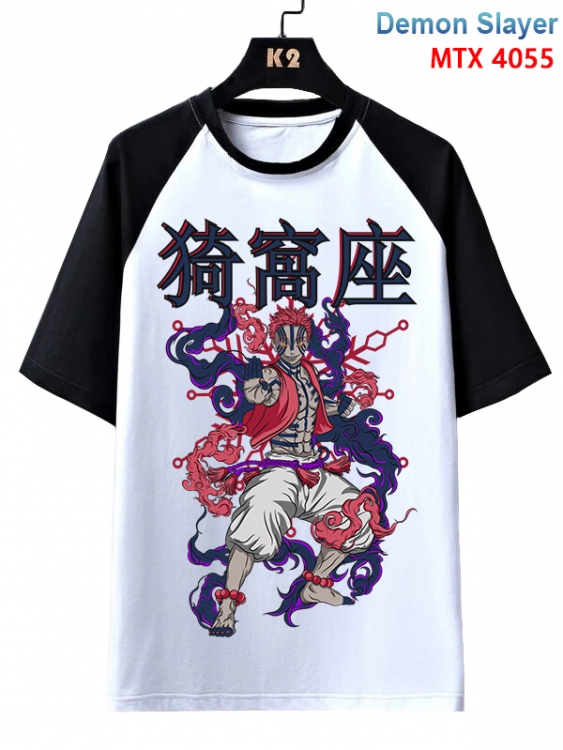 Demon Slayer Kimets Anime raglan sleeve cotton T-shirt from XS to 3XL