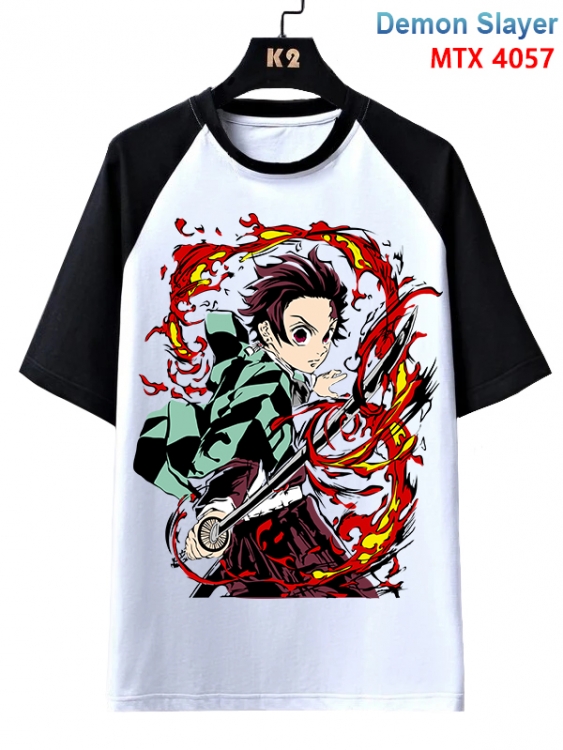 Demon Slayer Kimets Anime raglan sleeve cotton T-shirt from XS to 3XL