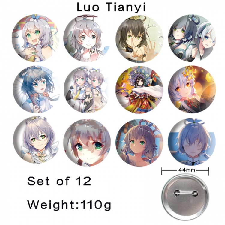 Luo Tianyi Anime tinplate bright film badge 44mm a set of 12