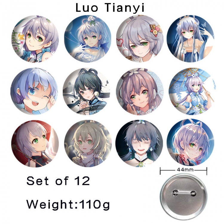 Luo Tianyi Anime tinplate bright film badge 44mm a set of 12