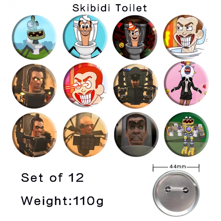 Skibidi-Toilet Anime tinplate bright film badge 44mm a set of 12