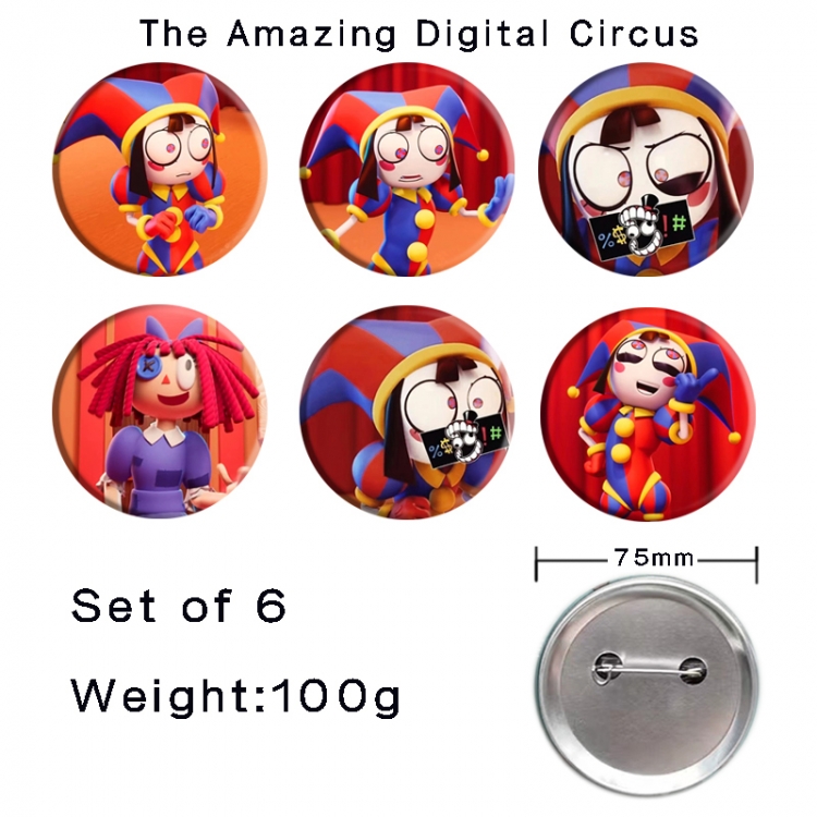 The Amazing Digital Circus Anime Tinplate Bright Film Emblem Badge 75mm a set of 6