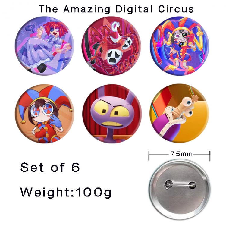 The Amazing Digital Circus Anime Tinplate Bright Film Emblem Badge 75mm a set of 6