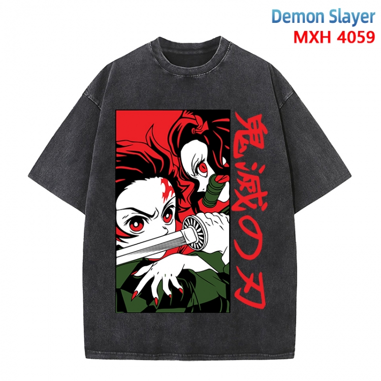 Demon Slayer Kimets Anime peripheral pure cotton washed and worn T-shirt from S to 4XL MXH-4059