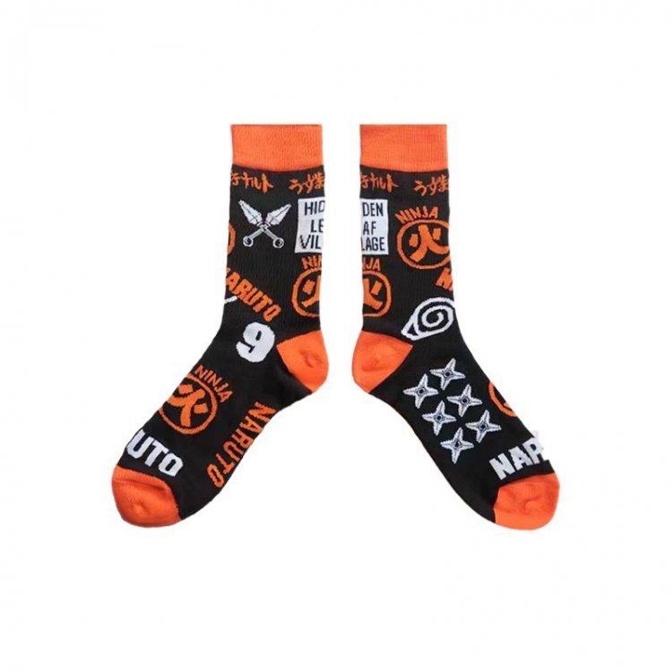 Naruto Anime cartoon trendy socks combed cotton neutral straight board socks price for 5 pcs  style  B