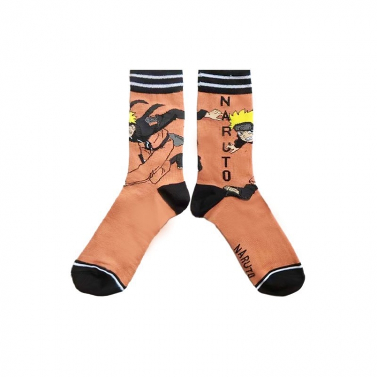 Naruto Anime cartoon trendy socks combed cotton neutral straight board socks price for 5 pcs style C