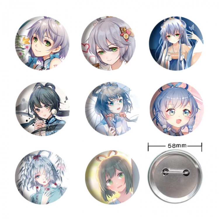Luo Tianyi Anime tinplate brooch badge 58mm a set of 9