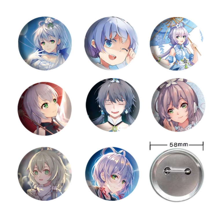 Luo Tianyi Anime tinplate brooch badge 58mm a set of 9