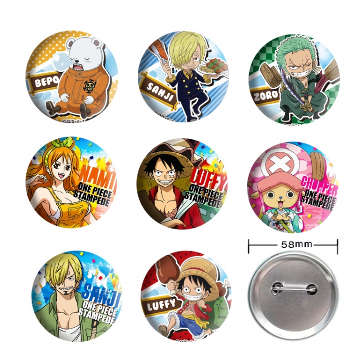 One Piece Anime tinplate brooch badge 58mm a set of 9