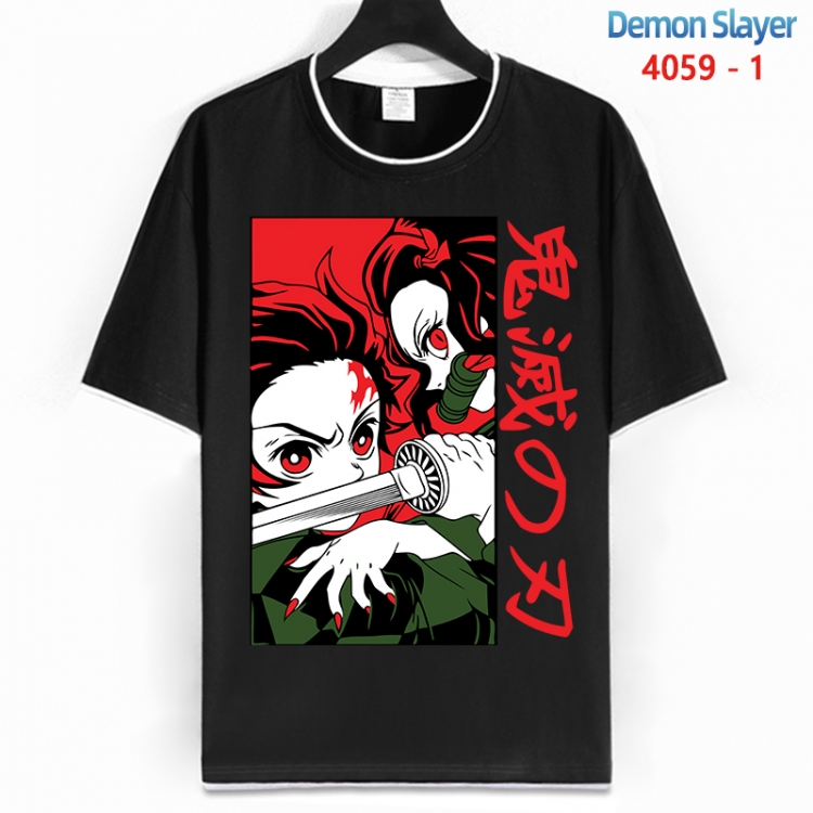 Demon Slayer Kimets Cotton crew neck black and white trim short-sleeved T-shirt from S to 4XL HM-4059-1