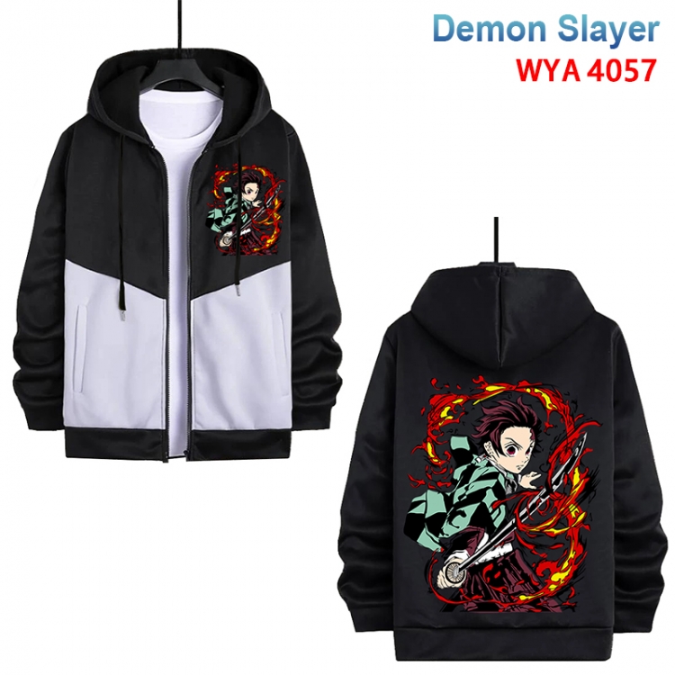 Demon Slayer Kimets Anime black and white contrasting pure cotton zipper patch pocket sweater from S to 3XL WYA-4057