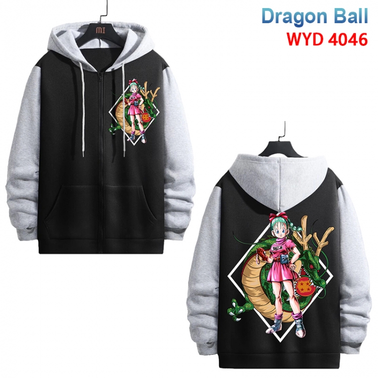 DRAGON BALL Anime black contrast gray pure cotton zipper patch pocket sweater from S to 3XL 