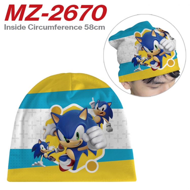Sonic The Hedgehog Anime flannel full color hat cosplay men's and women's knitted hats 58cm