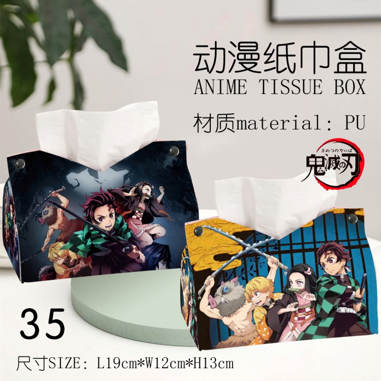 Demon Slayer Kimets Anime peripheral PU tissue box creative storage box 19X12X13cm