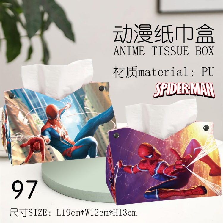 Spiderman Anime peripheral PU tissue box creative storage box 19X12X13cm