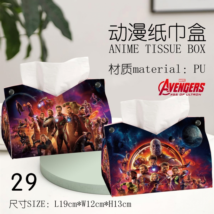 The avengers allianc Anime peripheral PU tissue box creative storage box 19X12X13cm