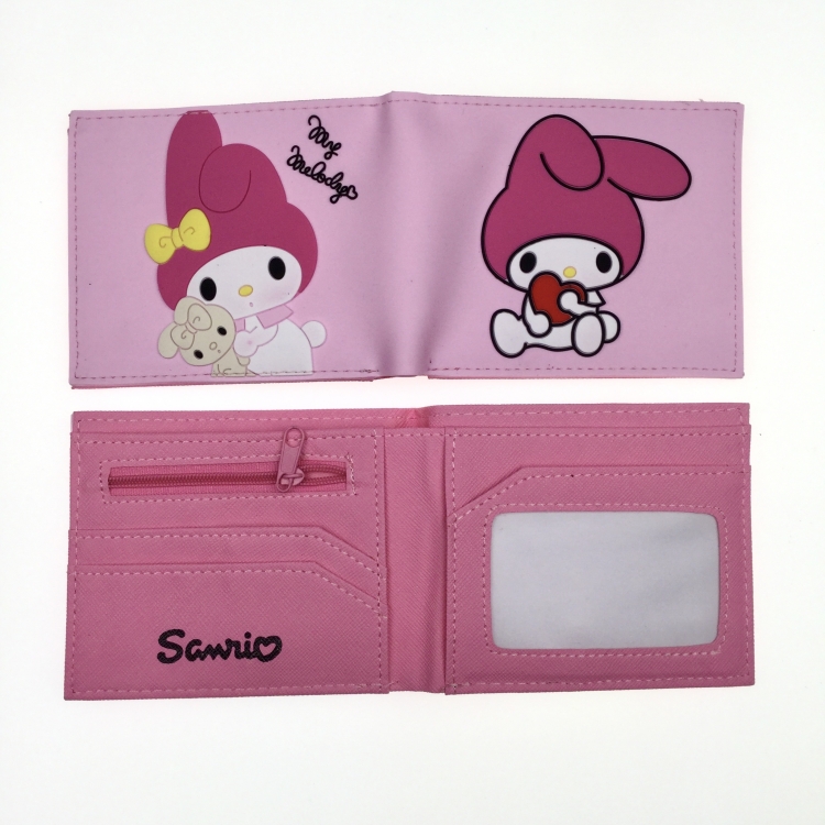 melody Anime peripheral PVC adhesive surface short style folding wallet