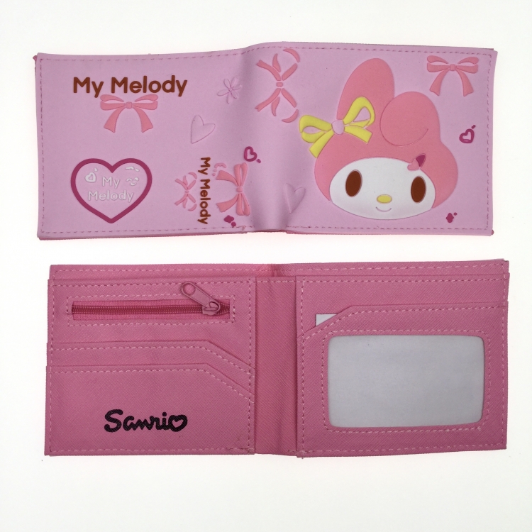 melody Anime peripheral PVC adhesive surface short style folding wallet