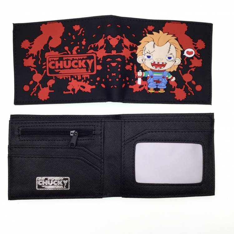 Chucky Anime peripheral PVC adhesive surface short style folding wallet