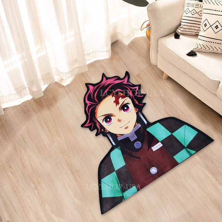 Demon Slayer Kimets Anime Surrounding Belgian Velvet Vacuum Irregular Mat Carpet Floor Mat 90x100CM