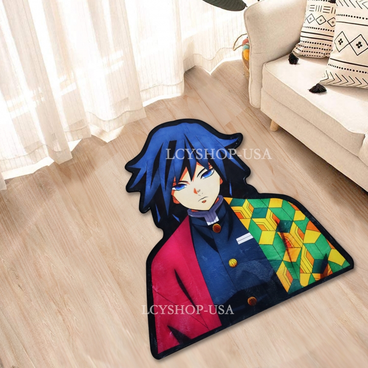 Demon Slayer Kimets Anime Surrounding Belgian Velvet Vacuum Irregular Mat Carpet Floor Mat 90x100CM