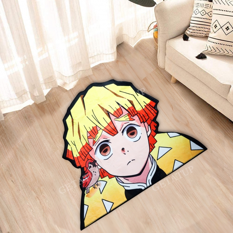 Demon Slayer Kimets Anime Surrounding Belgian Velvet Vacuum Irregular Mat Carpet Floor Mat 90x100CM