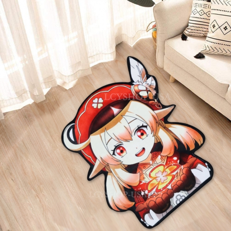 Genshin Impact Anime Surrounding Belgian Velvet Vacuum Irregular Mat Carpet Floor Mat 90x100CM