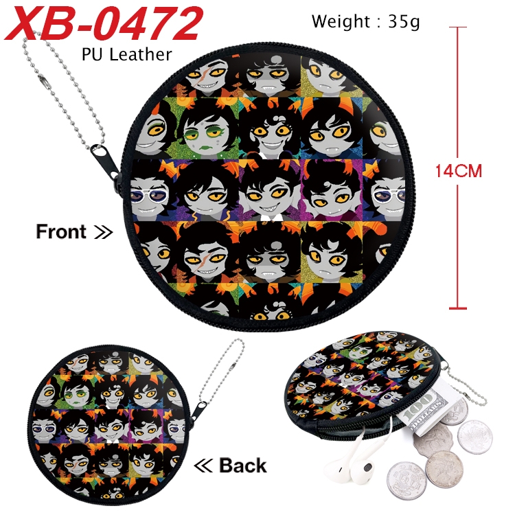 Homestuck Anime PU leather material circular zipper zero wallet 14cm