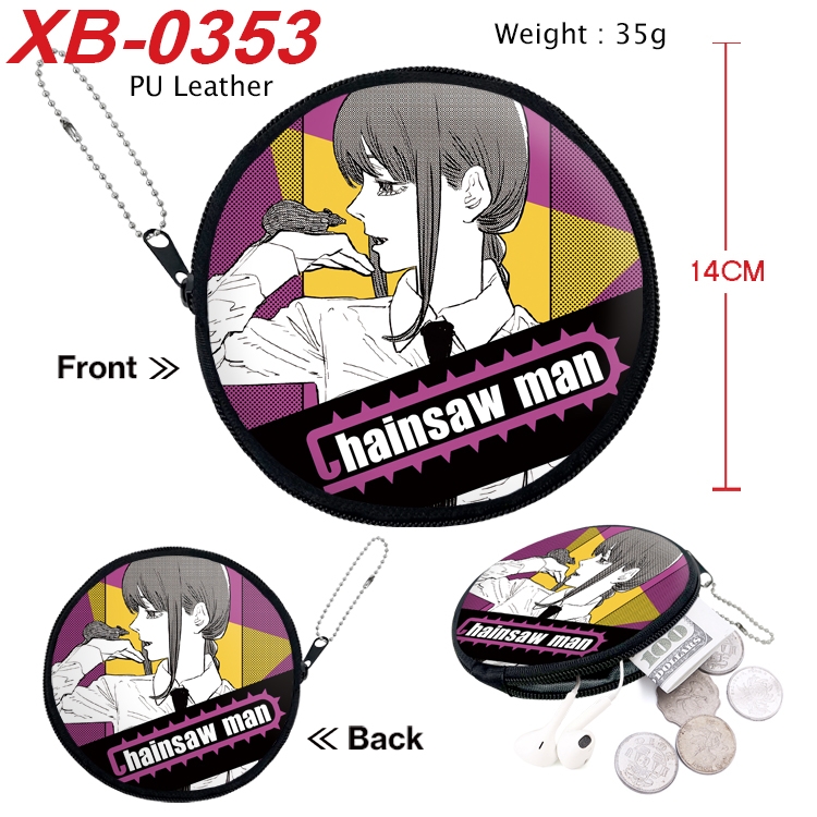 Chainsawman Anime PU leather material circular zipper zero wallet 14cm