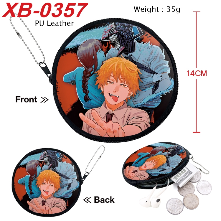 Chainsawman Anime PU leather material circular zipper zero wallet 14cm